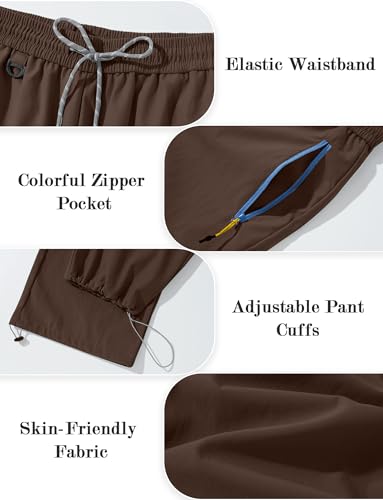 Image of FEOYA Hiking Pants Women Parachute Pants Baggy Quick-Dry Water-Repellent | with Zipper Large Pockets Outdoor Travel Cargo Pants Casual Wear
