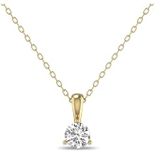 TimeLess Classics Women's 3-Prong Set Round Cut Lab Grown Solitaire Diamond Pendant Necklace in 14K Gold Available From 0.25-3 CTW
