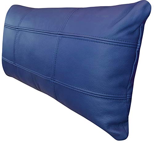 Quattro Meble Blaue Lederkissen Echtleder Kissen Sofa & Stuhl Dekokissen Zierkissen Echtleder Rückenkissen Rindsleder Echt Leder Toledo Kobalt Modell 18EL (40 x 65 cm)