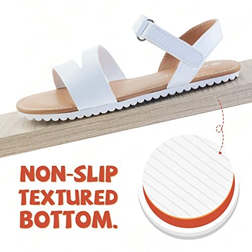 Fibure Girls Sandals Open Toe  Strappy Summer Shoes Dress Sandals For Girls White Size 4 #TOP4