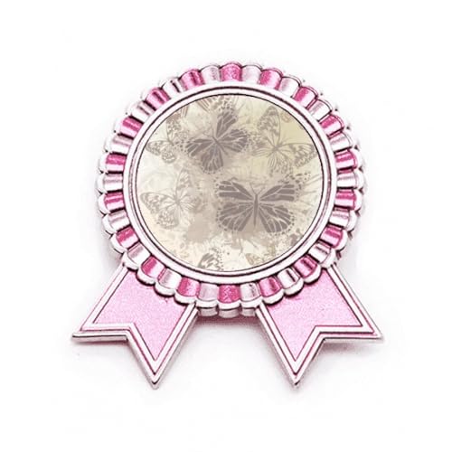 Broche élégante vintage grise en métal taille M pour une décoration chic de papier peint rose