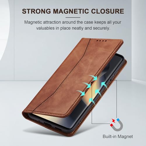 Image of Jasonyu Flip Wallet Case for Motorola Edge (2024) 5G,Brown