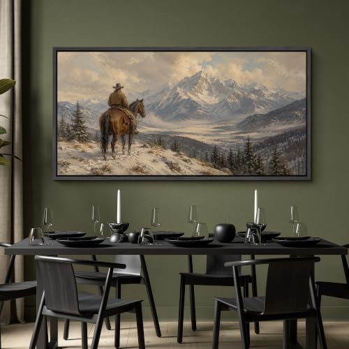 Image of MUDECOR Extra Large Framed Canvas Print Wall Art Cowboy Art for Living Room