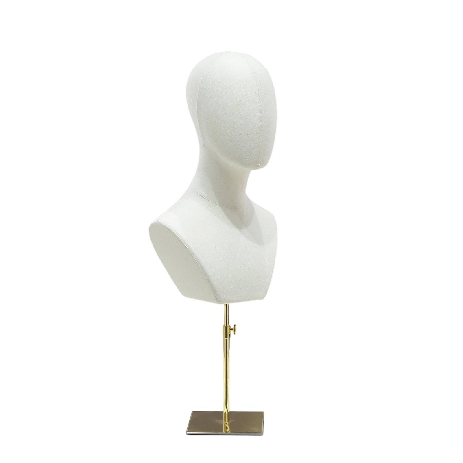 Mannequin Head with Shoulders textileCovered Mannequin Head Freestanding Hairpiece Stand for Retailers, Milliners, Boutiques, Showroom Counters Linen C Gold Square-image-39