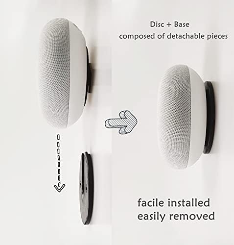 sciuU Rotatable Disc Wall Mount Holder, [2 sets] Detachable Universal Stand, compatible with Google Home mini, External Hard Drive, Portable Smart Speaker, Router, TV Box, Smartphones, etc. - Black