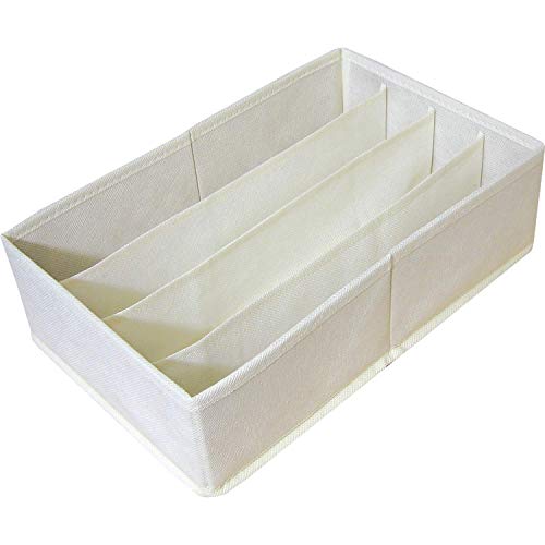 [山善] 仕切りボックス 幅21×奥行34×高さ10cm 収納ケース 4マスタイプ 引き出し 仕切り 収納 アイボリー YCS-B 【Amazon.co.jp限定】