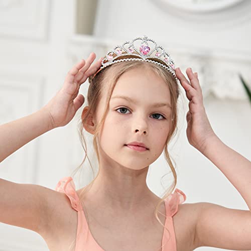 Lovelyshop diadème coeur rose enchanteur pour petites filles - multicouche avec des diamants roses scintillants, idéal pour les fêtes de princesse et l’habillage de costume – vue 3