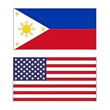2 Pack - Philippines American Flags Sticker | 1 of Each | USA Pilipinas Filipino Pinoy Vinyl Decal (2' x 1.3' (2 Pack))