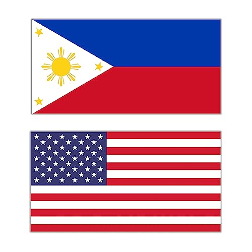 2 Pack - Philippines American Flags Sticker | 1 of Each | USA Pilipinas Filipino Pinoy Vinyl Decal (3" x 2" (2 Pack))