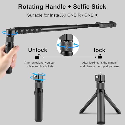 Image of PULUZ Bullet Time Handle Tripod Multi-Functional Tabletop Fold Tripod for Insta360 X4, Insta 360 X3, ONE RS, Go pro Hero 11 10 9 5 4 3 Sport Action Camera Accessories