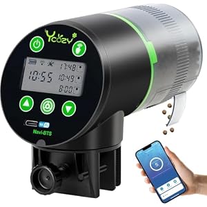 Ycozy WiFi Automatic Fish Feeder for Aquarium with Remote APP Control, Plug Powered, with Plug & USB-C Cable Vacation Auto Fish Food Dispenser for Small Tank/Betta/Turtle