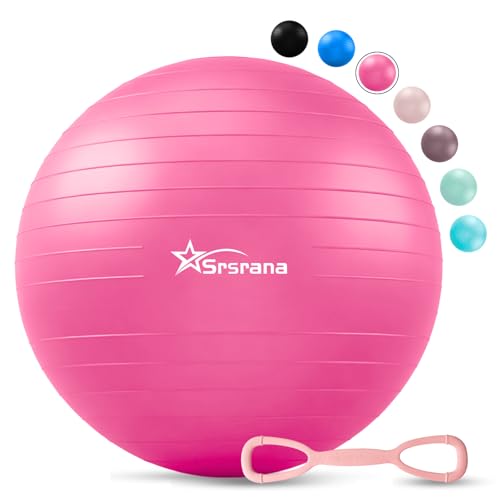 Image of Exercise Ball - Anti-Burst Yoga Ball for Pilates, Pregnancy & Core Stability - Ergonomic Office Desk Ball Chair & Physical Therapy Equipment, Quick Pump Included