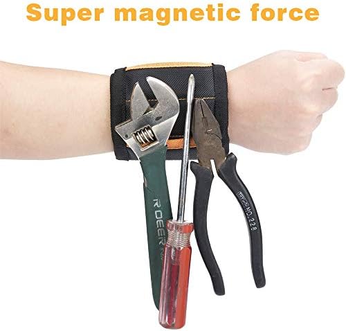 Magnetic Wristband Best DIY Gift with 15 Powerful Magnets Magnetic Tool Wristband Tool Belt for Holding Tools, Nails, Drill Bits, Gadgets for Men, DIY Handyman