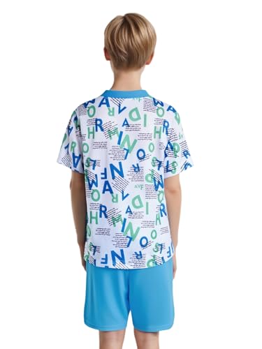 easyforever Kids Boys Quick-dry Sports Outfit Moisture-wicking T-shirt Athletic Shorts For Basketball Running Workout Blue 5-6 Years2