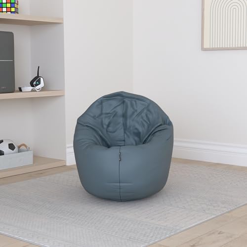 BuBiBag 2in1 Sitzsack Sitzkissen mit Füllung |Medium Ø: 110 cm, Anthrazit | Indoor & Outdoor Beanbag | Geeignet für Kinder Innen- & Außenbereich Kinderzimmer | Wasser- & Schmutzabweisend Wetterfest