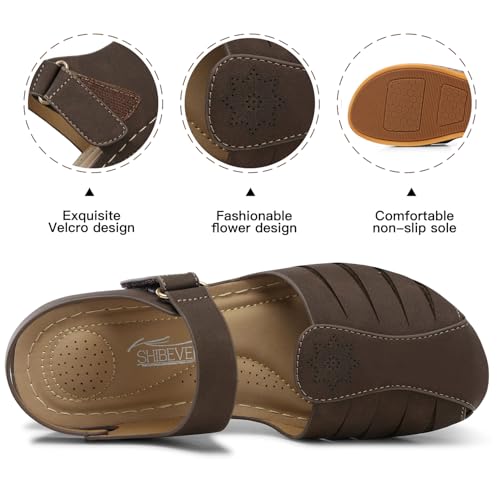 Image of SHIBEVER Women Comfortable Flat Sandals: Closed Toe Dressy Summer Sandal | Fisherman Comfortable for 8+ Hours Walking - No Ankle Rubs for All-day Commutes Lightweight Casual Outdoor Shoes