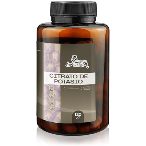 Aurica Citrato de Potasio 3000 mg, Suplemento Deportivo de Alta Potencia, Contribuye al Funcionamiento Normal de los Músculos - Apto para Veganos - 120 Cápsulas - 1080 mg (54% VRN)