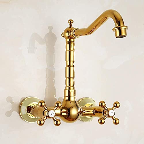 Grifo mezclador pulido dorado de cobre de un solo orificio para lavabo de baño de alta calidad