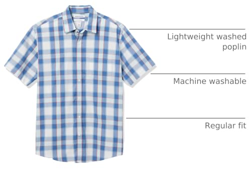 Image of Amazon Essentials Men's Regular-Fit Short-Sleeve Poplin Shirt, Collared, Washed