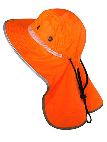 Image of Men High Visibility Sun Hat with Neck Flap Wide Brim Boonie Hat Bucket Cap Packable Adjustable