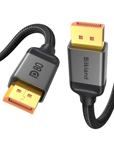 Silkland 80Gbps DisplayPort Cable 2.1 16.5FT/5M, [16K@60Hz, 8K@240Hz, 4K@540Hz 360Hz 240Hz] DP 2.1 Cable 16K, DP80 HDR DSC Display Port Cord Compatible FreeSync G-Sync Gaming Monitor 5090 7900XTX