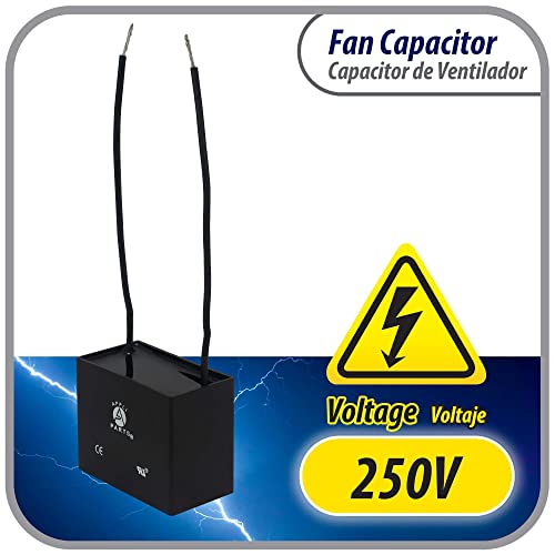 Appli Parts Fan Capacitor 8 Mfd (Microfarads) Uf 250 Vac With 2 Wire Terminal Connections Compatible With Any Brand With Same Capacitance 1-7/8In Width 7/8In Depth 1-3/8In Height Cap-8-250-2C #TOP3