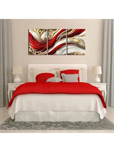 Toile murale abstraite rouge et or 40x60 cm pour salon - 2