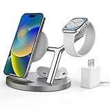 ZECHIN 3-in-1 Charging Station with Apple MFi Certification, Wireless Charging Station for iPhone 13, 12, Pro, Pro Max, Mini, AppleWatch and AirPods, Wireless Chargers Support Fast Charging