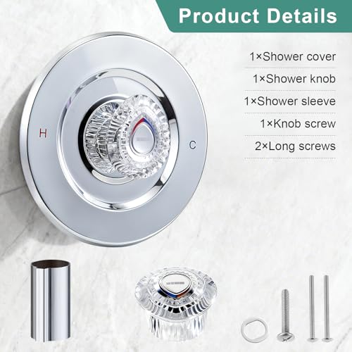 Image of T470 Shower Trim Kit, Compatible with Moen Chateau Shower Trim Kit, Single-Handle Tub /Shower Trim, Includes Escutcheon, Tubes, Screws and Shower Handle (Chrome)