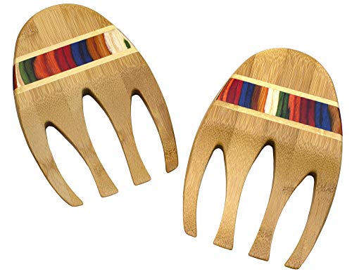 Totally Bamboo Baltique Marrakesh Collection Salad Hands Serving Utensils, Bamboo