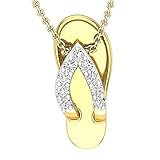 Collar con colgante de chancla redonda con diamante blanco de la colección Dazzlingrock para mujer en oro de 14K/18K