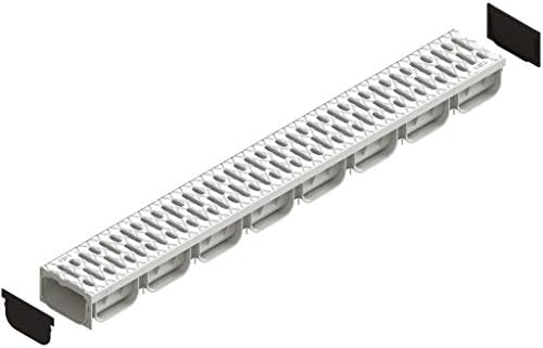 Vodaland - 4 Inch Trench Drain System with Grate - Ivory Color - Easy 2 Channel (1)