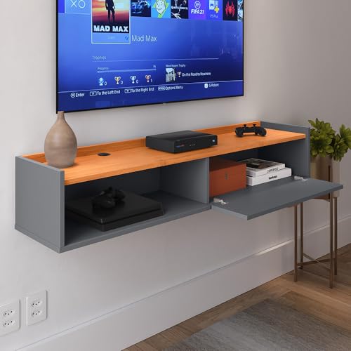 Rack Para Tv Suspenso Home Bancada Flutuante Sala Quarto (Cinza Nature)