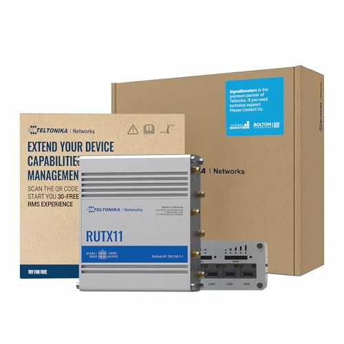 Image of Teltonika RUTX11 Industrial Cellular WiFi Router Dual SIM Card Slot - 4G LTE CAT 6, Speeds Up to 300 Mbps - LAN, WiFi, & Bluetooth LE Connectivity - RMS Compatible, Auto Failover (TELRUTX11100400)