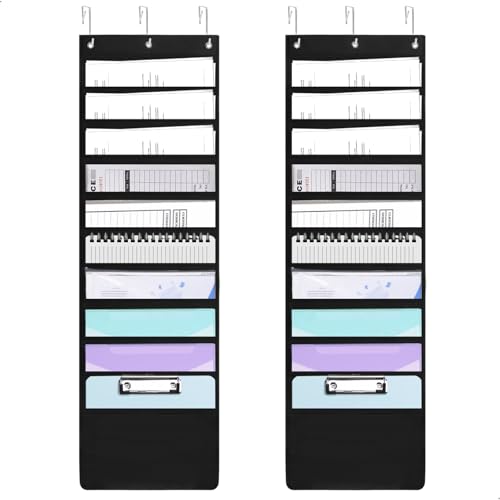 fuxunamz 2 Pièces 10 Poches Rangement Mural Bureau, Trieur Mural Tissu Oxford, Porte Document pour...