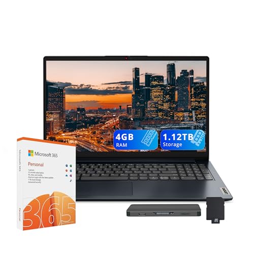 Image of Lenovo IdeaPad 1 15.6 inch Business Laptop with Office 365, Intel Celeron N4500, 4GB RAM, 128GB eMMC, Intel UHD Graphics, Numeric Keypad, Wi-Fi 6, Win 11 Pro, Abyss Blue, 1TB Docking Station Set