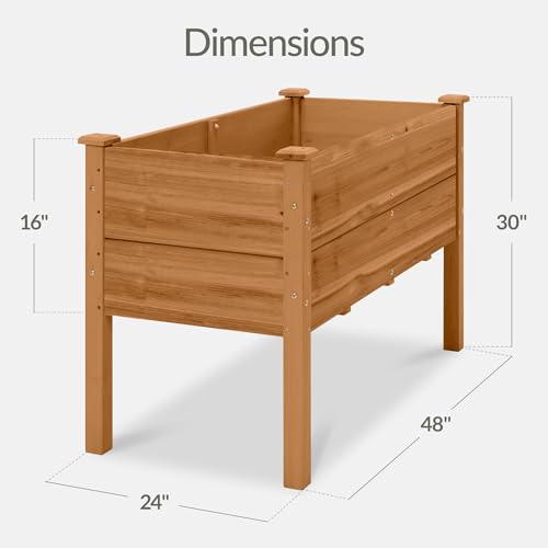 Image of Best Choice Products 48 inch x 24 inch x 30 inch Raised Garden Bed with Extra Deep 16 inch Depth, Elevated Wood Planter Box Stand for Backyard, Patio, Balcony, Natural Fir Wood - Acorn Brown