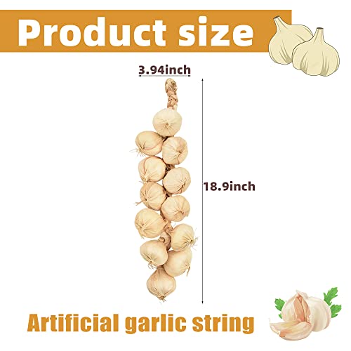 Viociwuo 3 Pack Artificial Garlic Strings Simulation Fake White Garlic Hanging String Lifelike Vegetables Fruit Garland Vine For Home Kitchen Party Decoration Photography Props #TOP5