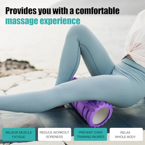 Foam Roller for Deep Tissue Massager, Patented 13" High Density Exercise Roller for Muscle and Myofascial Trigger Point Release, Yoga, Back Roller for Fitness, Yoga (Purple)