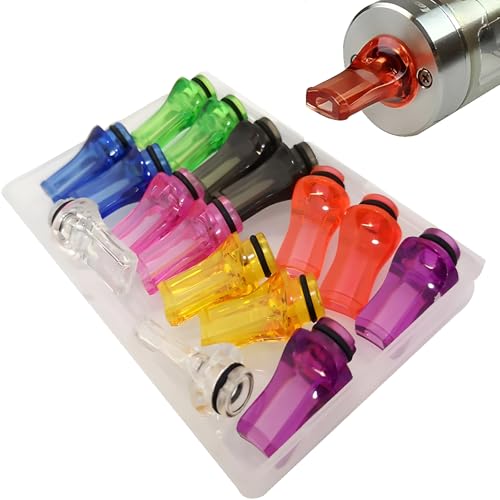 CESFONJER 16 Pcs Flat Plastic Tapered 510 Drip Tip Mouthpieces, 510 Plastic Drip Tips 510 Mouthpieces 25mm Length (8 Colors Mix)