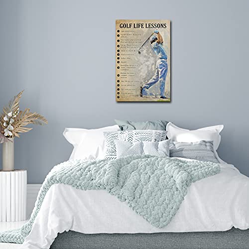 Autlry Vintage Golf Poster Quotes Wall Art Motivational Canvas Inspirational Pictures Print Art Education Golf Painting Decoration For Guys Christmas Gift Unframed 16X24 Inch(40X60Cm) #TOP1