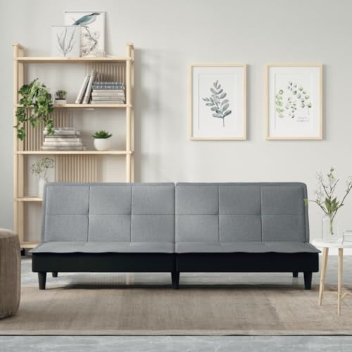 Sofá cama de tela gris ideal para salones y oficinas 2