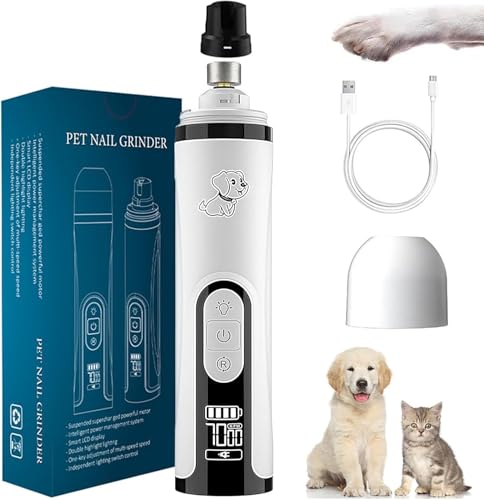 Apanbar Silent Groom pro for Dogs and cat,Silent Groom pro Nail Grinder with LED Light & 3 Speeds,Rechargeable USB Charging Pet Nail Grinder,Dog Nail Grinder Quiet Smoothing Tool