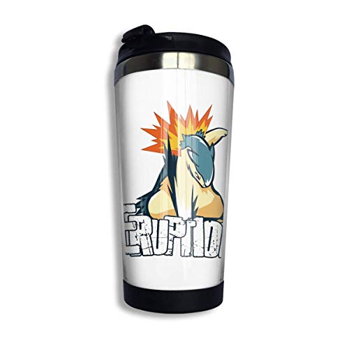 JSTF Typhlosion Eruption Tasse de voyage personnalisée Gobelet à café en acier inoxydable Tasse à café à double paroi isolée sous vide pour Noël, anniversaire, maison, bureau Cover