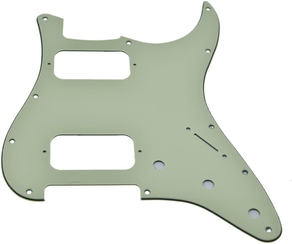 KAISH 11-Hole Modern Style 2-Humbucker H/H Pickguard for American Strat with dual humbucking pickups Humbucker with Round Corner Mint Green
