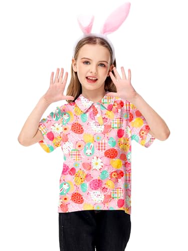 Image of AOBUTE Kids 4th of July Polo American Flag Short Sleeve Button Down Shirts Tops 3-14 Years