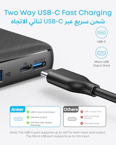 Anker Powerbank (PowerCore 10K), compact accupack met 10.000 mAh capaciteit, PowerIQ-oplaadtechnologie en USB-C voor iPhone, iPad, Samsung Galaxy, Pixel en meer - Afbeelding 5
