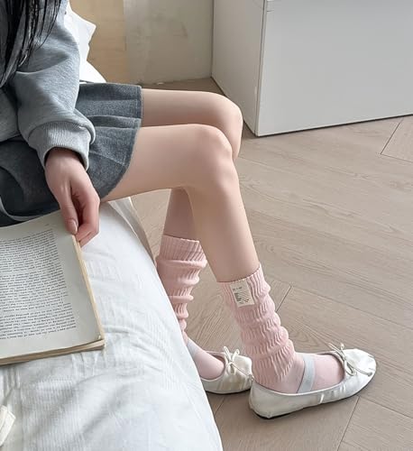 Image of Women's Ruffle Frilly Slouchy Socks, Soft Cotton Cute Solid Color Crew Socks Light Blue