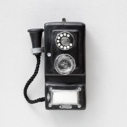 QIaoob Classic Old-Fashioned Telephone Model, 7in Retro Vintage Corded Telephone for Home Cafe Bar Window Ornament Photograph Props