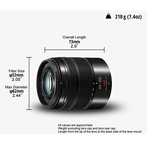 Panasonic H-FS45150E LUMIX G Vario Telezoom 45-150 mm F4.0-5.6 ASPH. Objektiv (90-300 mm KB, O.I.S. Bildstabiliator) silber